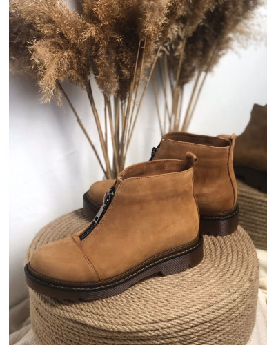 Ботинки из рыжего нубука с молнией спереди Арт. As-7/025