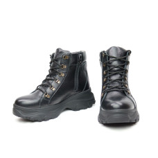 Ботинки со шнуровкой из черной кожи флотар  Арт. As-4/247-P