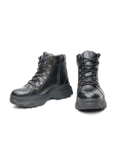 Ботинки со шнуровкой из черной кожи флотар  Арт. As-4/247-P
