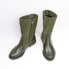 Полусапоги из замши и кожи цвета хаки Арт. 12-3(Sn4)