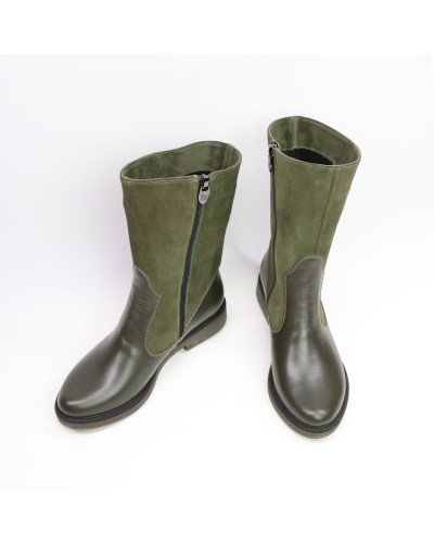 Полусапоги из замши и кожи цвета хаки Арт. 12-3(Sn4)