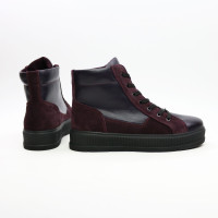 Ботинки из кожи и замши цвета баклажан 51-3/152