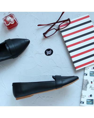 Черные кожаные балетки с острым носком (Арт. 17-7П)