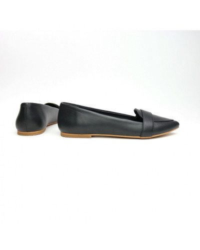 Черные кожаные балетки с острым носком (Арт. 17-7П)