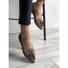 Замшеві балетки з китицями в кольорі капучино — витонченість і щоденний комфорт (Арт. 17‑7К)