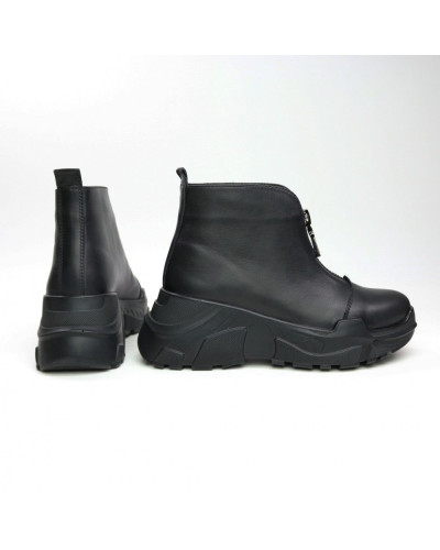 Ботинки из черной кожи с молнией спереди Арт. As-7/21950