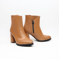 Ботильоны из светло-рыжей кожи на обтяжном каблуке  Арт. 52-5/55ОкReg
