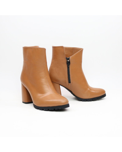 Ботильоны из светло-рыжей кожи на обтяжном каблуке  Арт. 52-5/55ОкReg