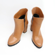 Ботильоны из светло-рыжей кожи на обтяжном каблуке  Арт. 52-5/55ОкReg
