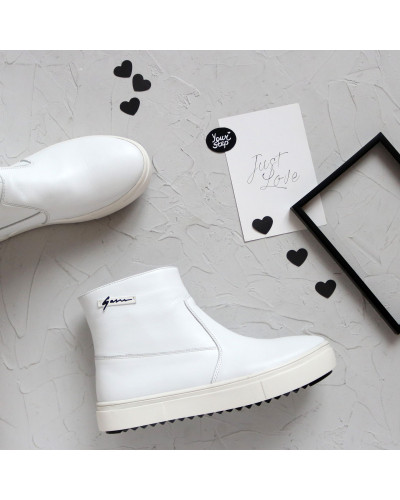 Ботинки из белой кожи Арт. 218-2/21613