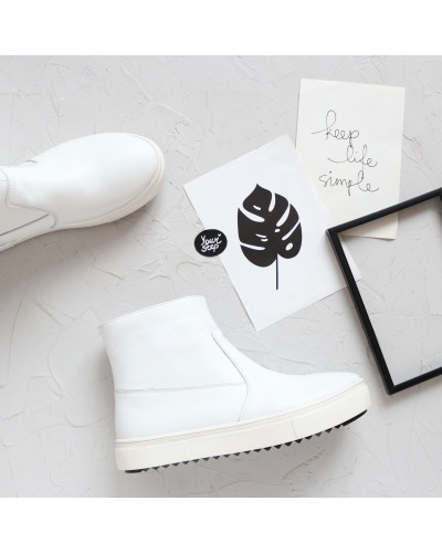 Ботинки из белой кожи Арт. 218-2/21613-б/ф