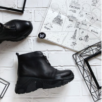 Ботинки из черной кожи с молнией спереди Арт. As-7/21950