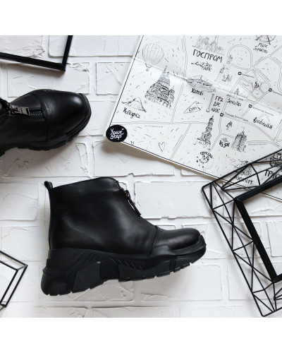 Ботинки из черной кожи с молнией спереди Арт. As-7/21950