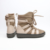 Ботинки из кожи и замши бежевого цвета Ls6-2