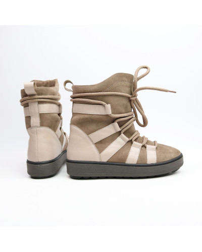 Ботинки из кожи и замши бежевого цвета Ls6-2