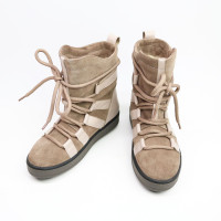 Ботинки из кожи и замши бежевого цвета Ls6-2