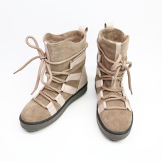 Ботинки из кожи и замши бежевого цвета Ls6-2