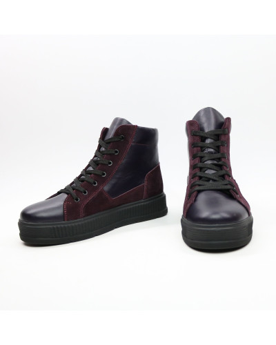 Ботинки из кожи и замши цвета баклажан 51-3/152