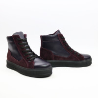 Ботинки из кожи и замши цвета баклажан 51-3/152