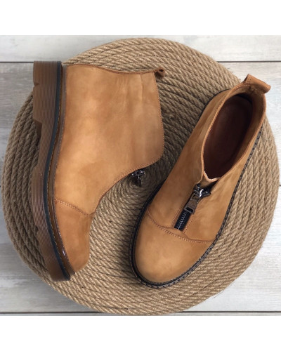 Ботинки из рыжего нубука с молнией спереди Арт. As-7/025