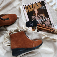 Ботинки из рыжей замши с молнией спереди Арт. As-7/21955