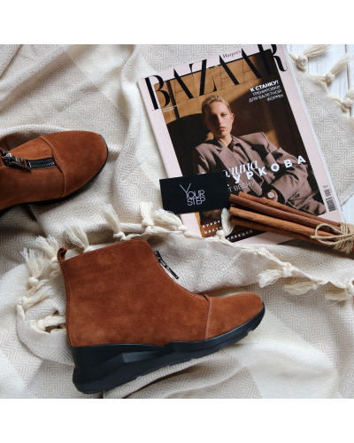 Ботинки из рыжей замши с молнией спереди Арт. As-7/21955