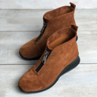 Ботинки из рыжей замши с молнией спереди Арт. As-7/21955