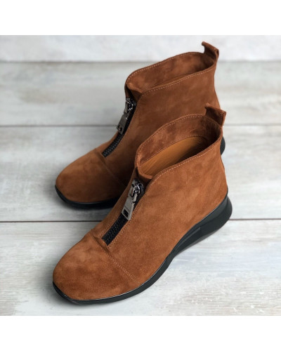 Ботинки из рыжей замши с молнией спереди Арт. As-7/21955