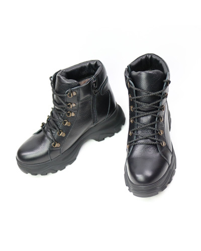 Ботинки со шнуровкой из черной кожи флотар  Арт. As-4/247-P