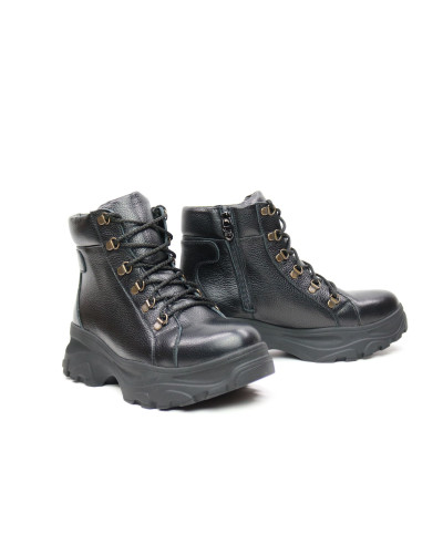 Ботинки со шнуровкой из черной кожи флотар  Арт. As-4/247-P