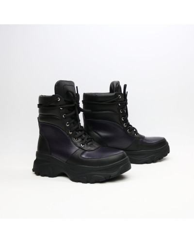 Ботинки со шнуровкой из черной кожи со вставками Арт. As-2/247