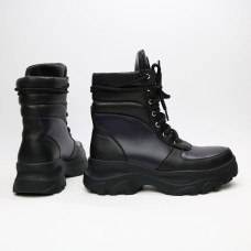 Ботинки со шнуровкой из черной кожи со вставками Арт. As-2/247