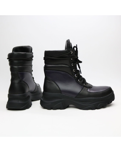 Ботинки со шнуровкой из черной кожи со вставками Арт. As-2/247