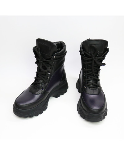 Ботинки со шнуровкой из черной кожи со вставками Арт. As-2/247