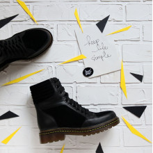 Ботинки со шнуровкой из черной замши и кожи Арт. 05-12/(As11)