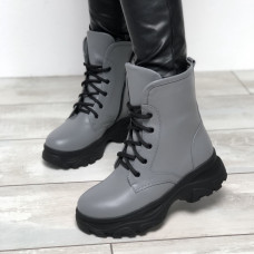 Ботинки со шнуровкой из кожи светло-серого цвета Арт. 12-6/247