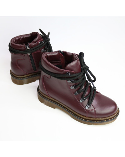 Ботинки со шнуровкой из кожи цвета бордо Арт. As-4/025P
