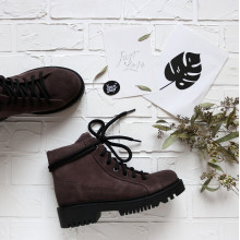 Ботинки со шнуровкой из замши цвета какао Арт. 51-3/21855