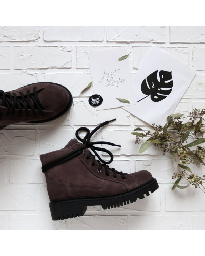 Ботинки со шнуровкой из замши цвета какао Арт. 51-3/21855