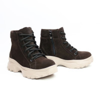 Ботинки со шнуровкой из замши цвета шоколад  Арт. As-4/247