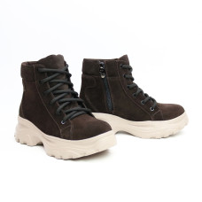 Ботинки со шнуровкой из замши цвета шоколад  Арт. As-4/247