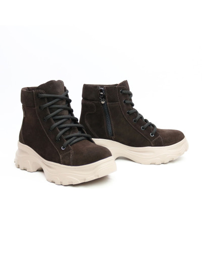 Ботинки со шнуровкой из замши цвета шоколад  Арт. As-4/247