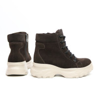 Ботинки со шнуровкой из замши цвета шоколад  Арт. As-4/247