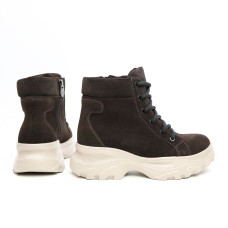 Ботинки со шнуровкой из замши цвета шоколад  Арт. As-4/247