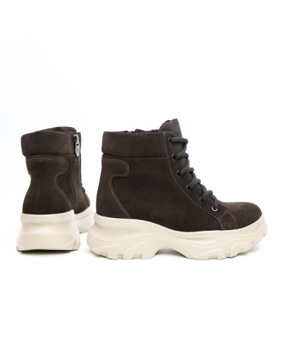 Ботинки со шнуровкой из замши цвета шоколад  Арт. As-4/247