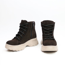 Ботинки со шнуровкой из замши цвета шоколад  Арт. As-4/247