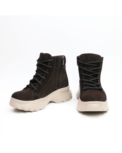 Ботинки со шнуровкой из замши цвета шоколад  Арт. As-4/247