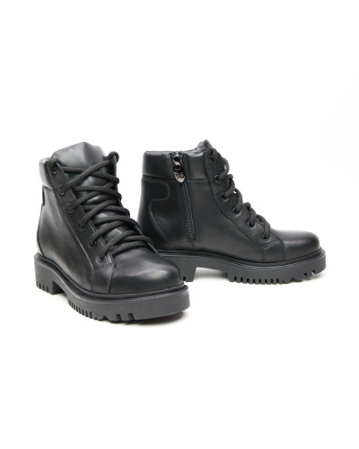 Ботинки со шнуровкой из кожи черного цвета Арт. As-4/21855