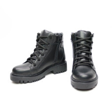 Ботинки со шнуровкой из кожи черного цвета Арт. As-4/21855