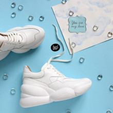 Кросівки з білої шкіри на масивній підошві Арт. 218-1/21061